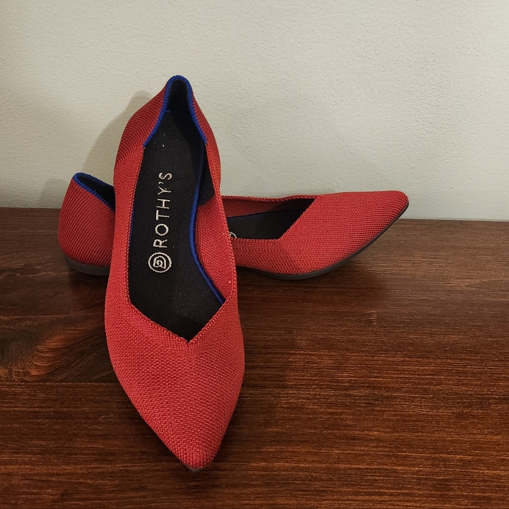 Rothy's Red Pointed-Toe Flats Size 9